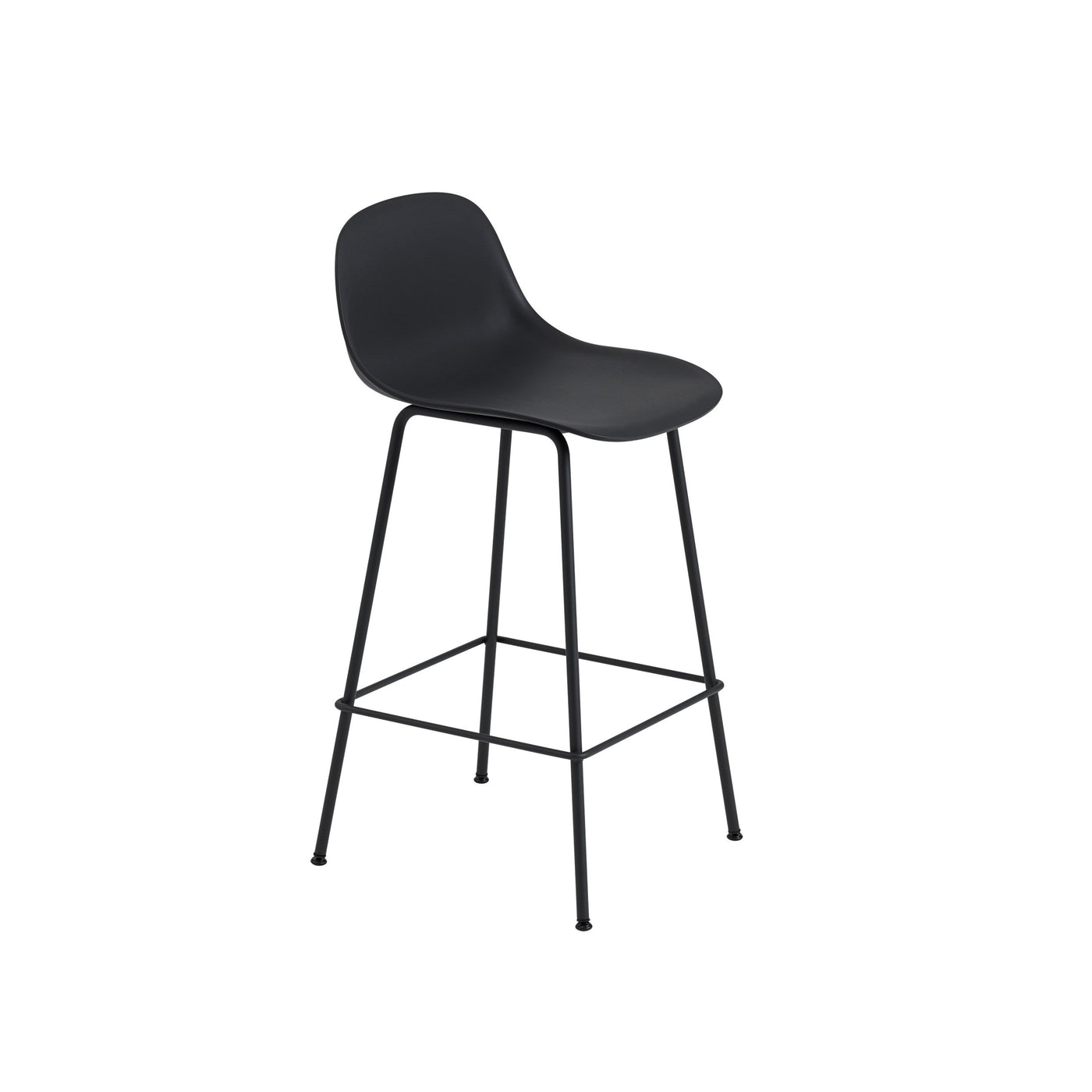 fiber counter stool with backrest, tube base black. #colour_black
