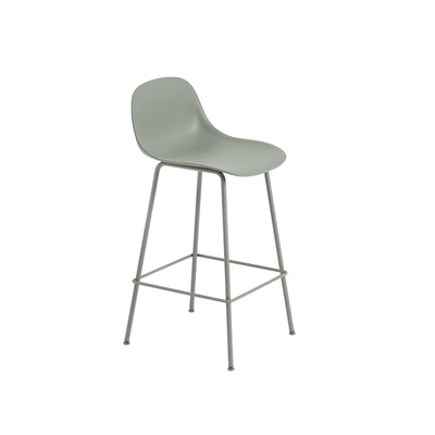 fiber counter stool tube base with backrest dusty green. #colour_dusty-green
