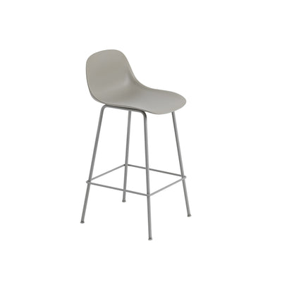 fiber counter stool with backrest, tube base grey. #colour_grey