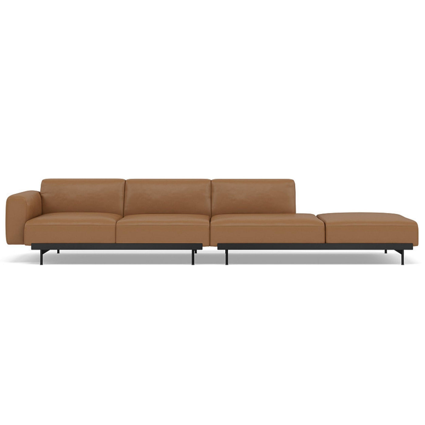 Muuto In Situ Modular 4 Seater Sofa configuration 2. Made to order from someday designs. #colour_cognac-refine-leather