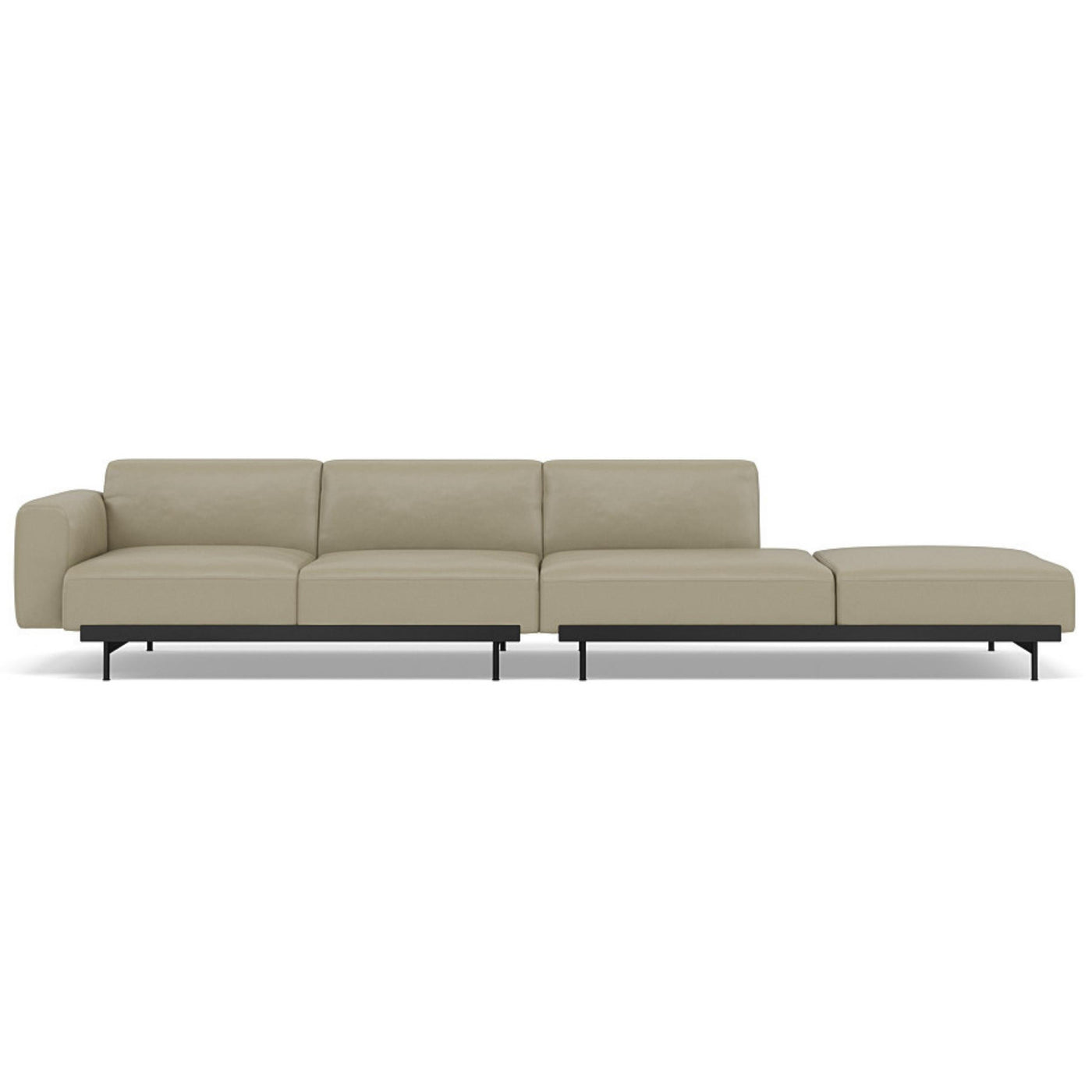 Muuto In Situ Modular 4 Seater Sofa configuration 2. Made to order from someday designs. #colour_stone-refine-leather