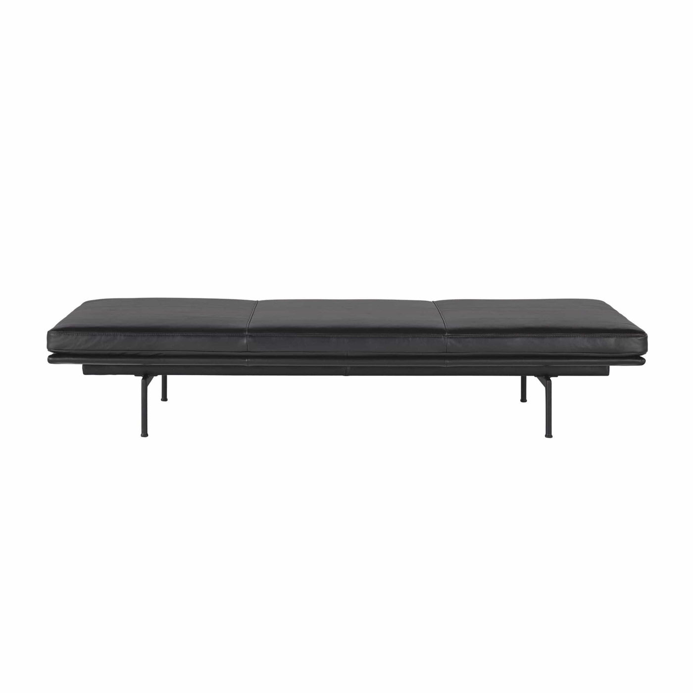 Muuto Outline Daybed in black refine leather and black steel base. Made to order from someday designs. #colour_black-refine-leather