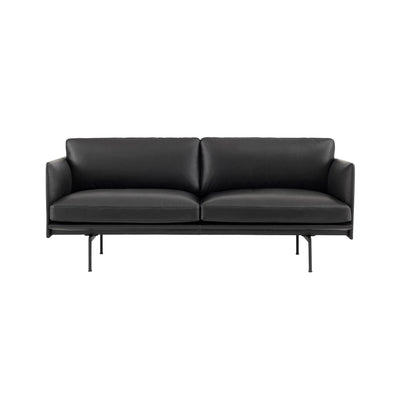 Muuto Outline 2 Seater Sofa in black refine leather and black legs. Made to order from someday designs. #colour_black-refine-leather