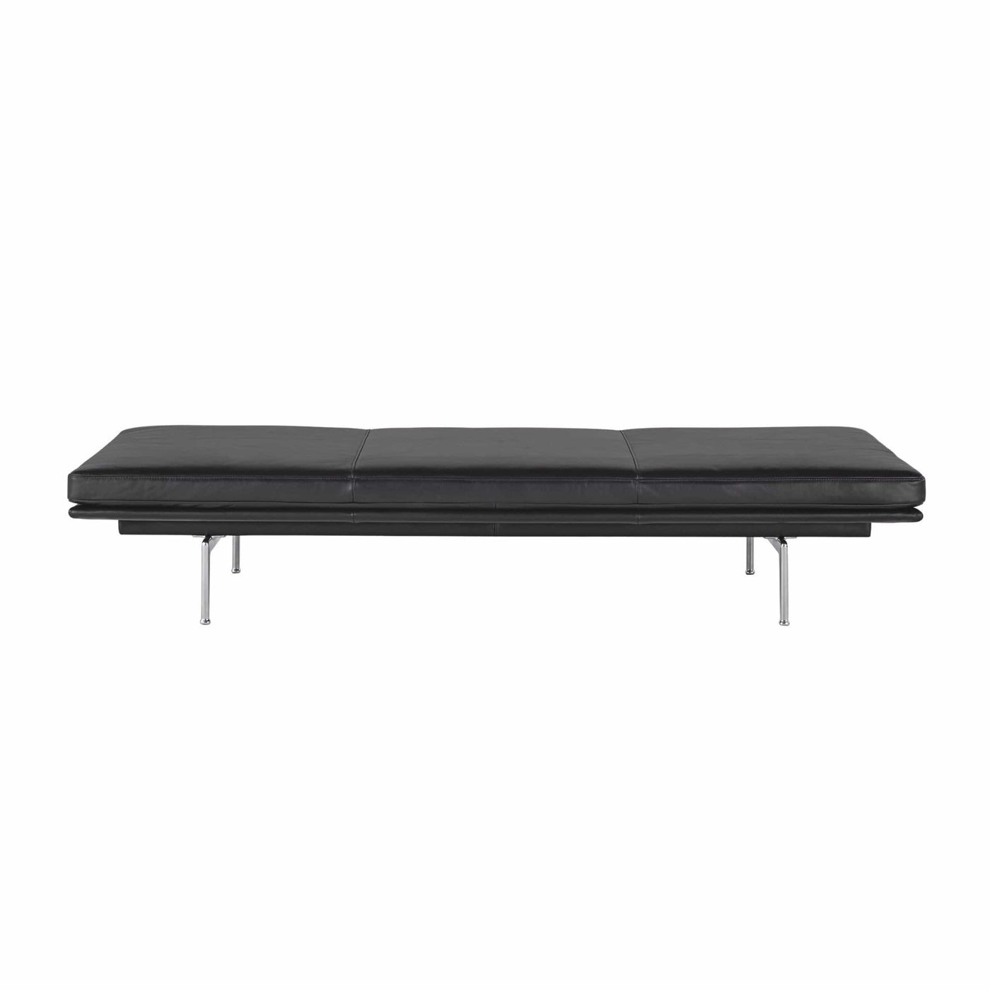 Muuto Outline Daybed in black refine leather and polished aluminium legs. Made to order from someday designs. #colour_black-refine-leather