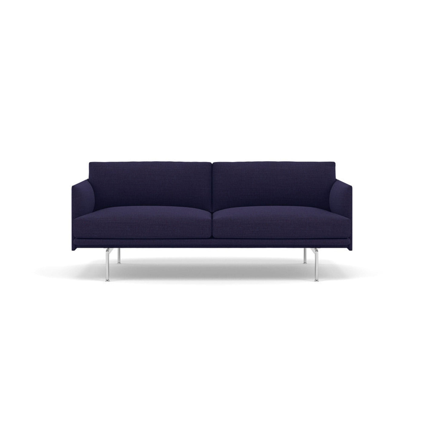 muuto outline 2 seater sofa in canvas 684 blue fabric and polished aluminium legs. Made to order from someday designs. #colour_canvas-684-blue