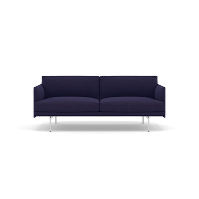 muuto outline 2 seater sofa in canvas 684 blue fabric and polished aluminium legs. Made to order from someday designs. #colour_canvas-684-blue