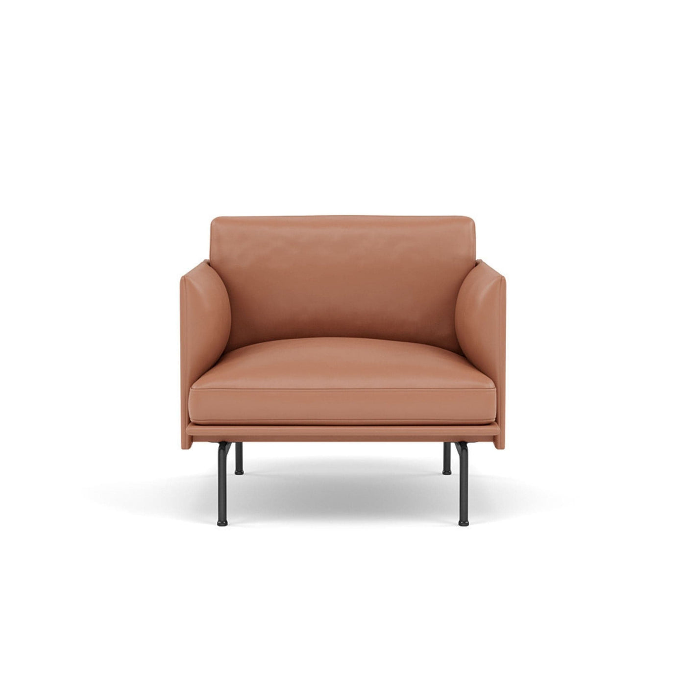 muuto outline studio chair in cognac refine leather and black legs. Available at someday designs. #colour_cognac-refine-leather