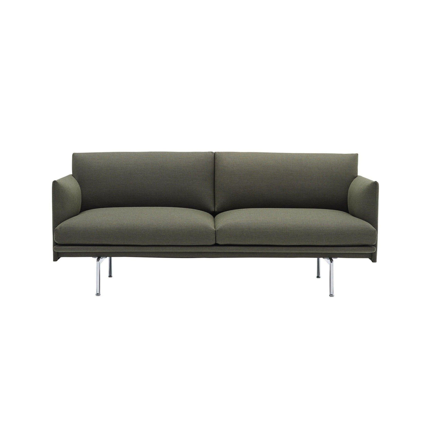 Muuto Outline 2 seater sofa in fiord 961 with polished aluminium legs. Available from someday designs. #colour_fiord-961
