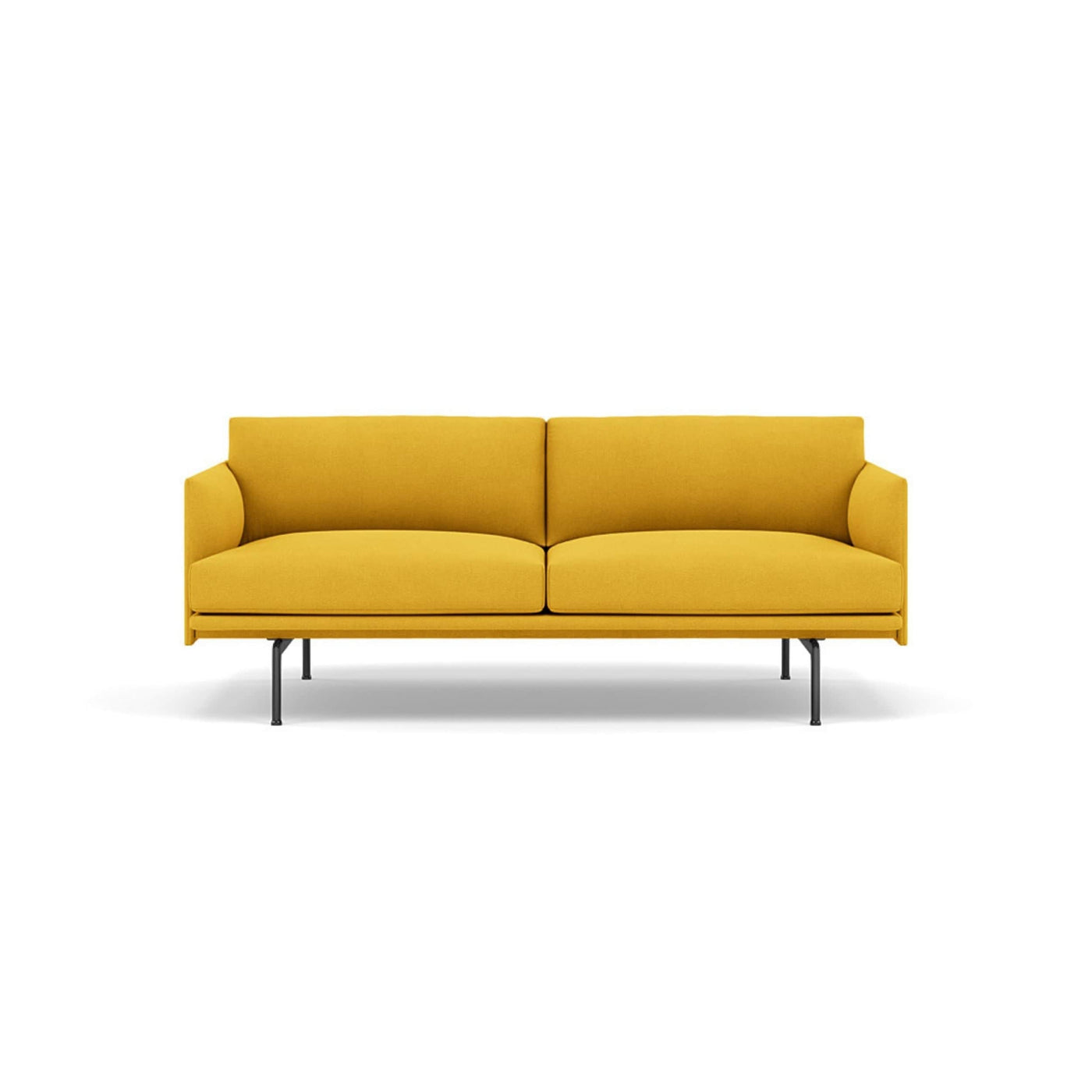 Muuto Outline 2 seater sofa in hallingdal 457 yellow fabric and black legs. Made to order from someday designs. #colour_hallingdal-457