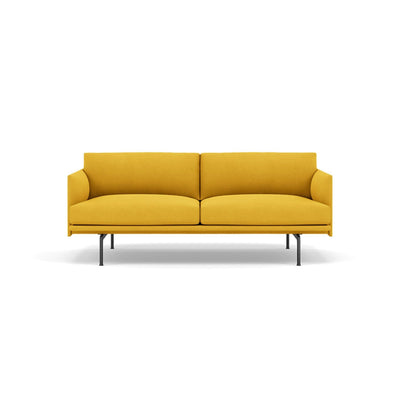 Muuto Outline 2 seater sofa in hallingdal 457 yellow fabric and black legs. Made to order from someday designs. #colour_hallingdal-457