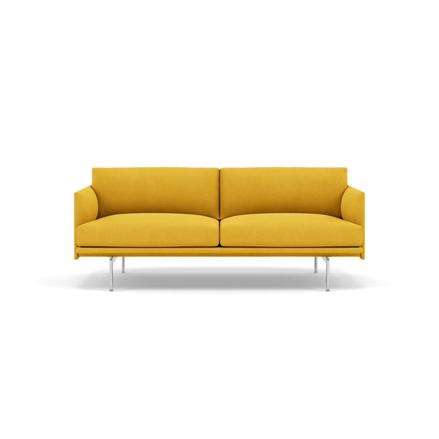 Muuto Outline 2 seater sofa in hallingdal 457 yellow fabric and polished aluminium legs. Made to order from someday designs. #colour_hallingdal-457