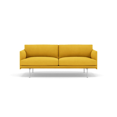 Muuto Outline 2 seater sofa in hallingdal 457 yellow fabric and polished aluminium legs. Made to order from someday designs. #colour_hallingdal-457