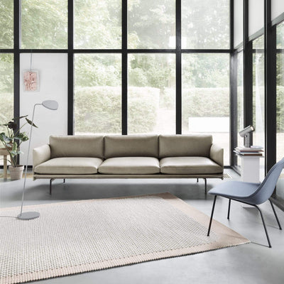 Muuto 3.5 Seater Outline Sofa in stone refine leather.Made to order from someday designs. #colour_beige-refine-leather