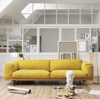 Muuto Rest 3 seater sofa in hallingdal 457 yellow fabric. Shop online at someday designs. #colour_hallingdal-457