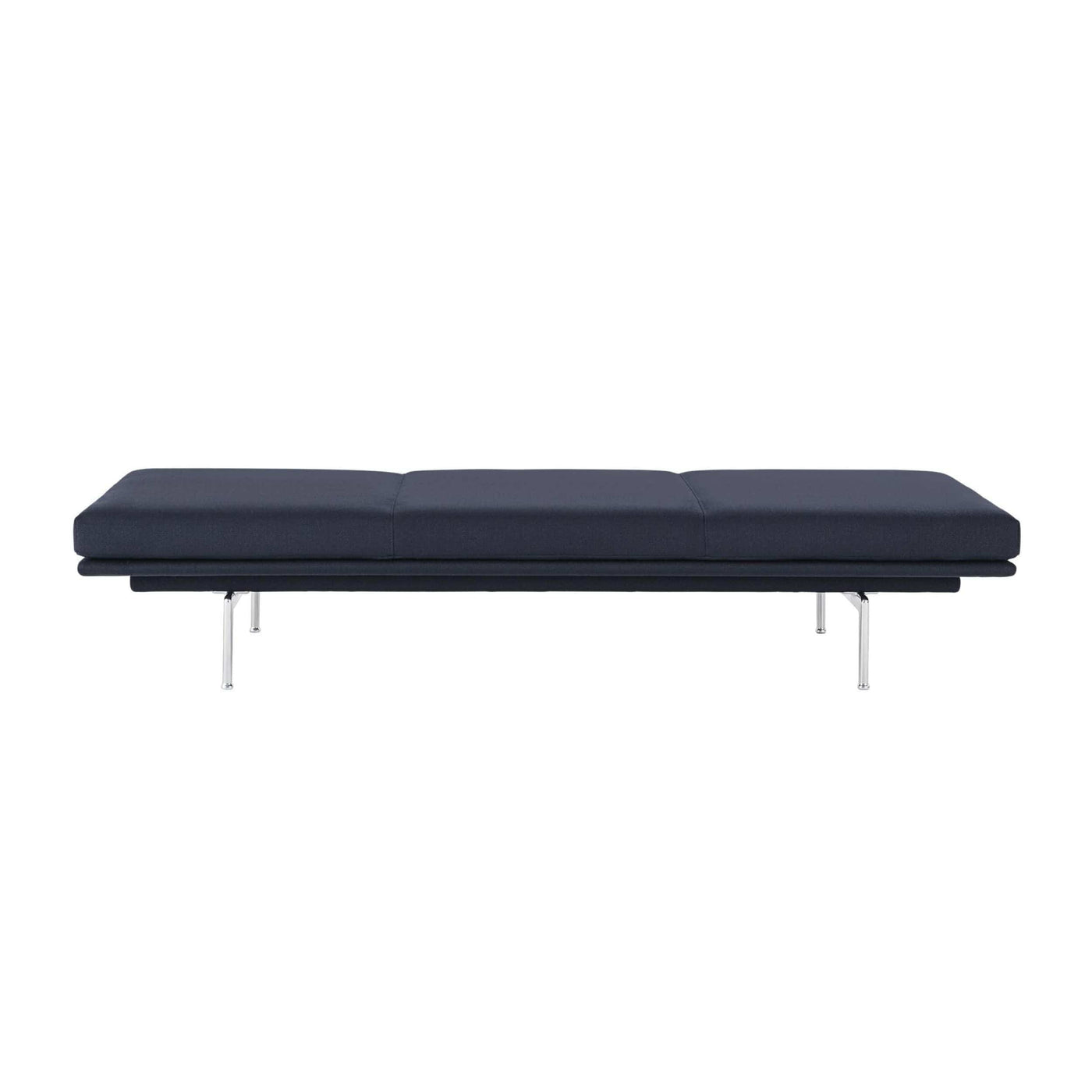 Muuto Outline Daybed in Kvadrat Vidar 554 blue fabric with polished aluminium base. Made to order from someday designs. #colour_vidar-554