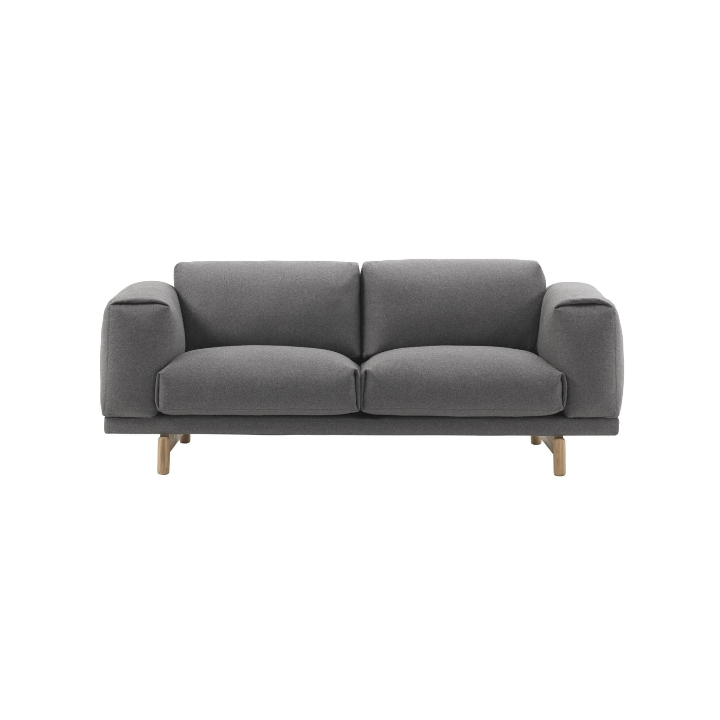 Muuto Rest 2 Seater Sofa in Wooly 1042 grey fabric. Made to order from someday designs. #colour_wooly-1042-grey
