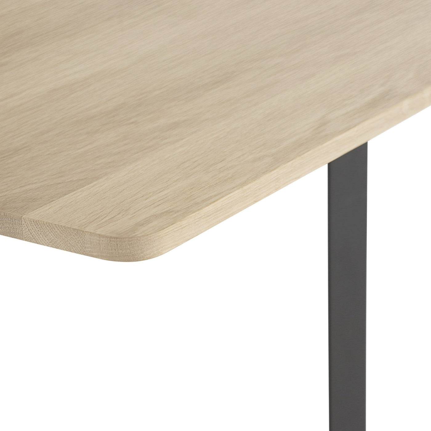 Muuto 70/70 solid Oak/black table close up. Shop now at someday designs   #colour_solid-oak-black