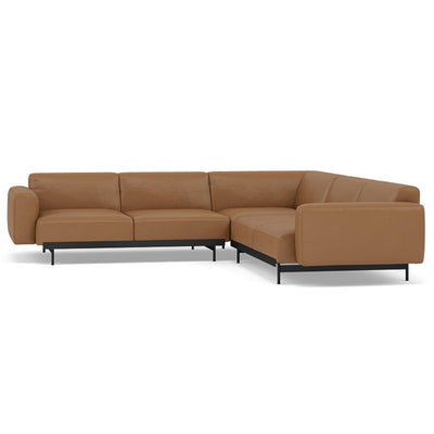 Muuto In Situ corner sofa, configuration 1 in cognac refine leather. Made to order from someday designs. #colour_cognac-refine-leather