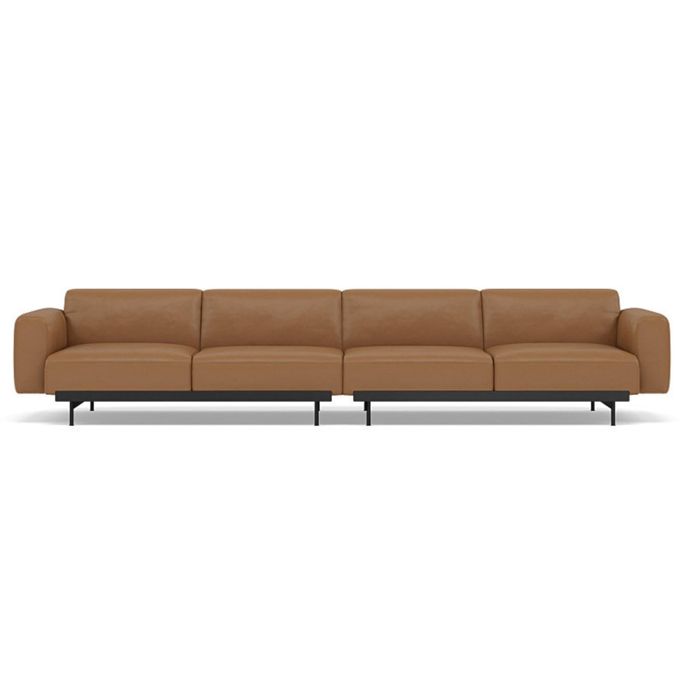 Muuto In Situ Modular 4 Seater Sofa configuration 1. Made to order from someday designs. #colour_cognac-refine-leather