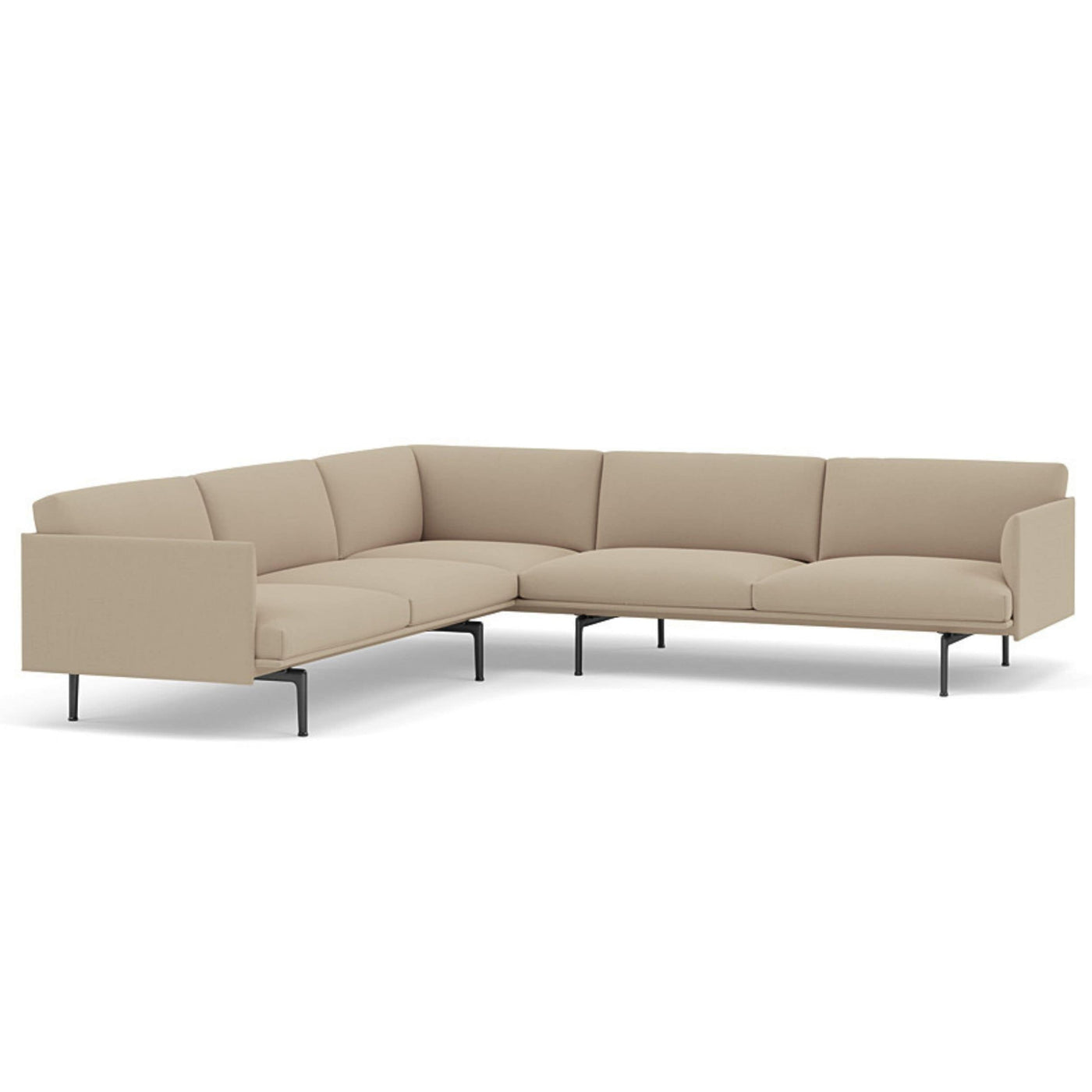 muuto outline corner sofa in clara 248 natural fabric and black legs. Made to order from someday designs. #colour_clara-248