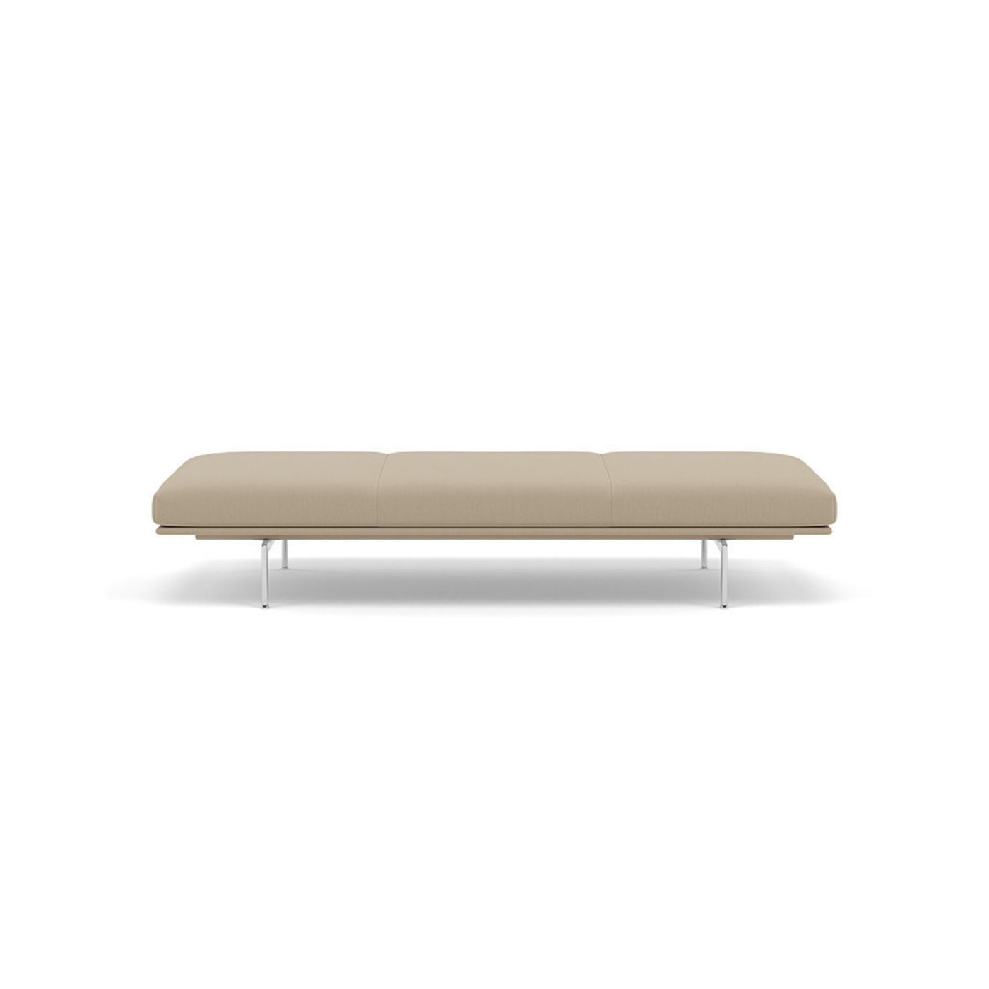 muuto outline daybed in clara 248 natural fabric and polished aluminium legs. Made to order from someday designs. #colour_clara-248