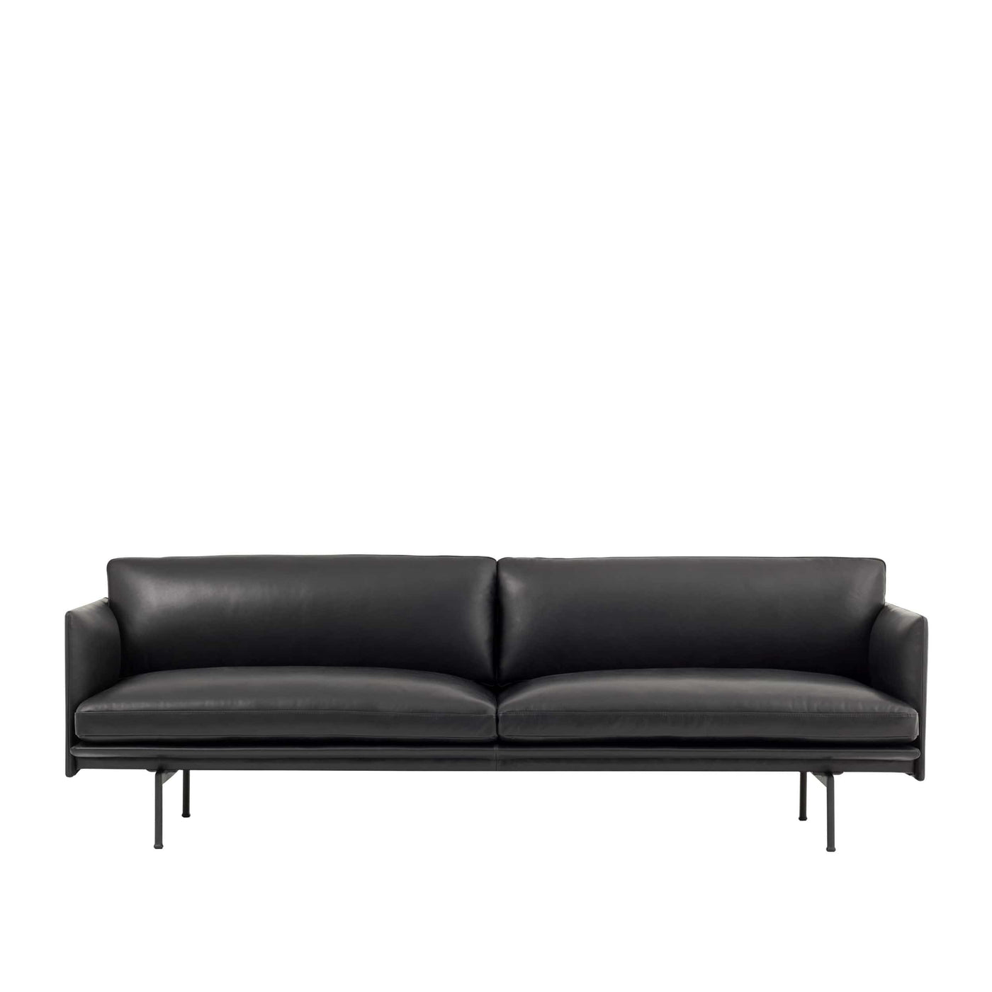 Muuto Outline 3 Seater Sofa in Black Refine Leather. Made to order from someday designs