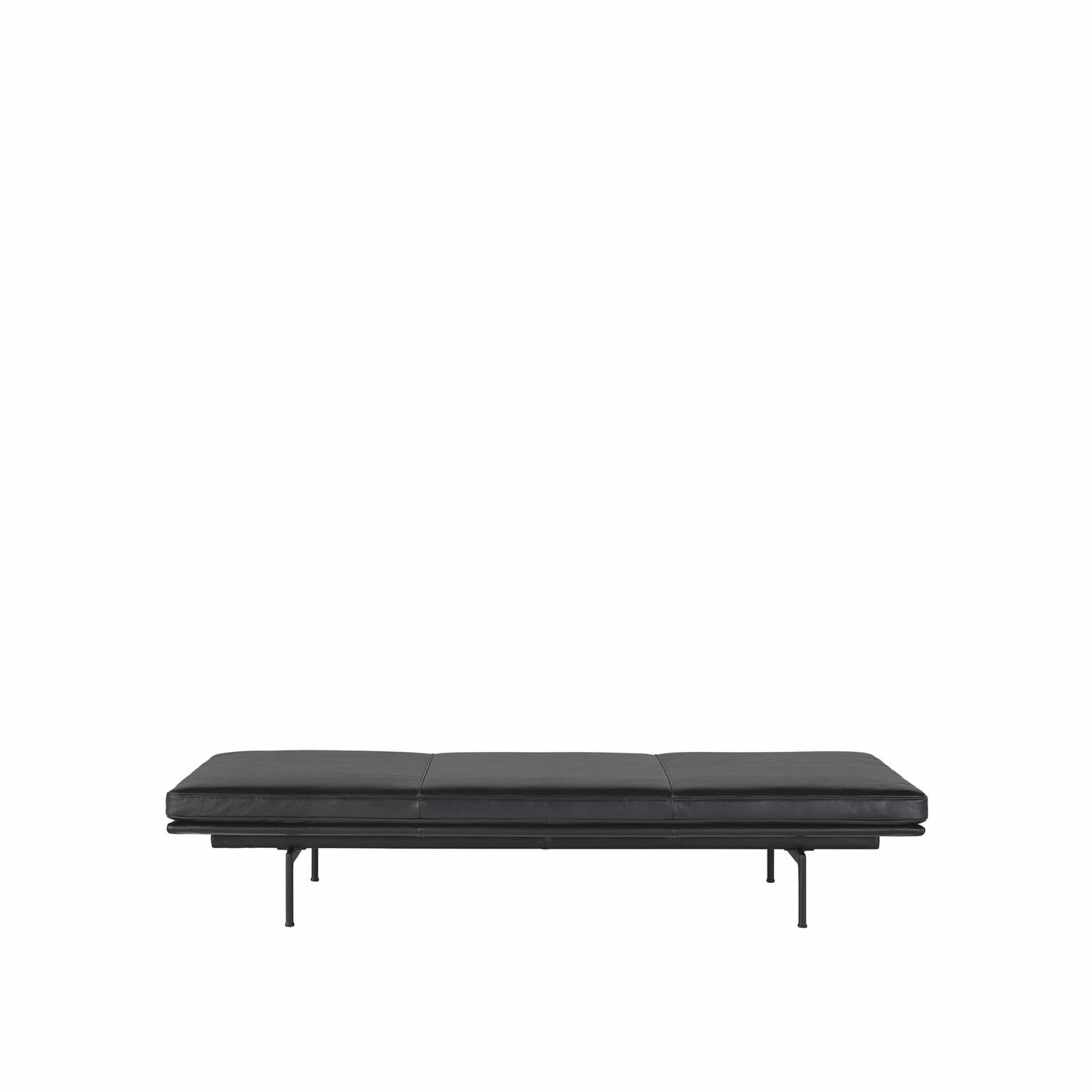 Muuto Outline Daybed in black refine leather and black steel base. Made to order from someday designs.
