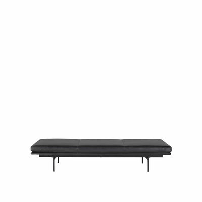Muuto Outline Daybed in black refine leather and black steel base. Made to order from someday designs.