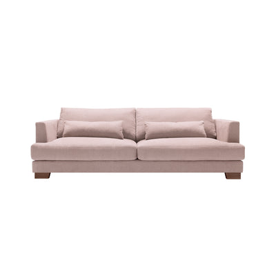 someday designs toft 3 seater sofa in pure 04 nude pink, walnut legs. #colour_pure-04-nude-pink