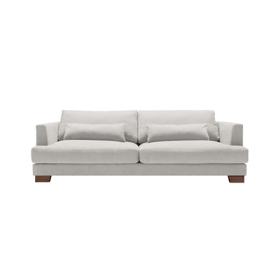 someday designs toft 3 seater sofa in pure 03 light grey, walnut legs. #colour_pure-03-light-grey
