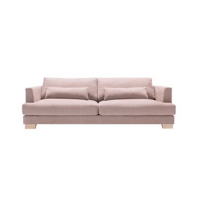 someday designs toft 3 seater sofa in pure 04 nude pink, oak legs. #colour_pure-04-nude-pink