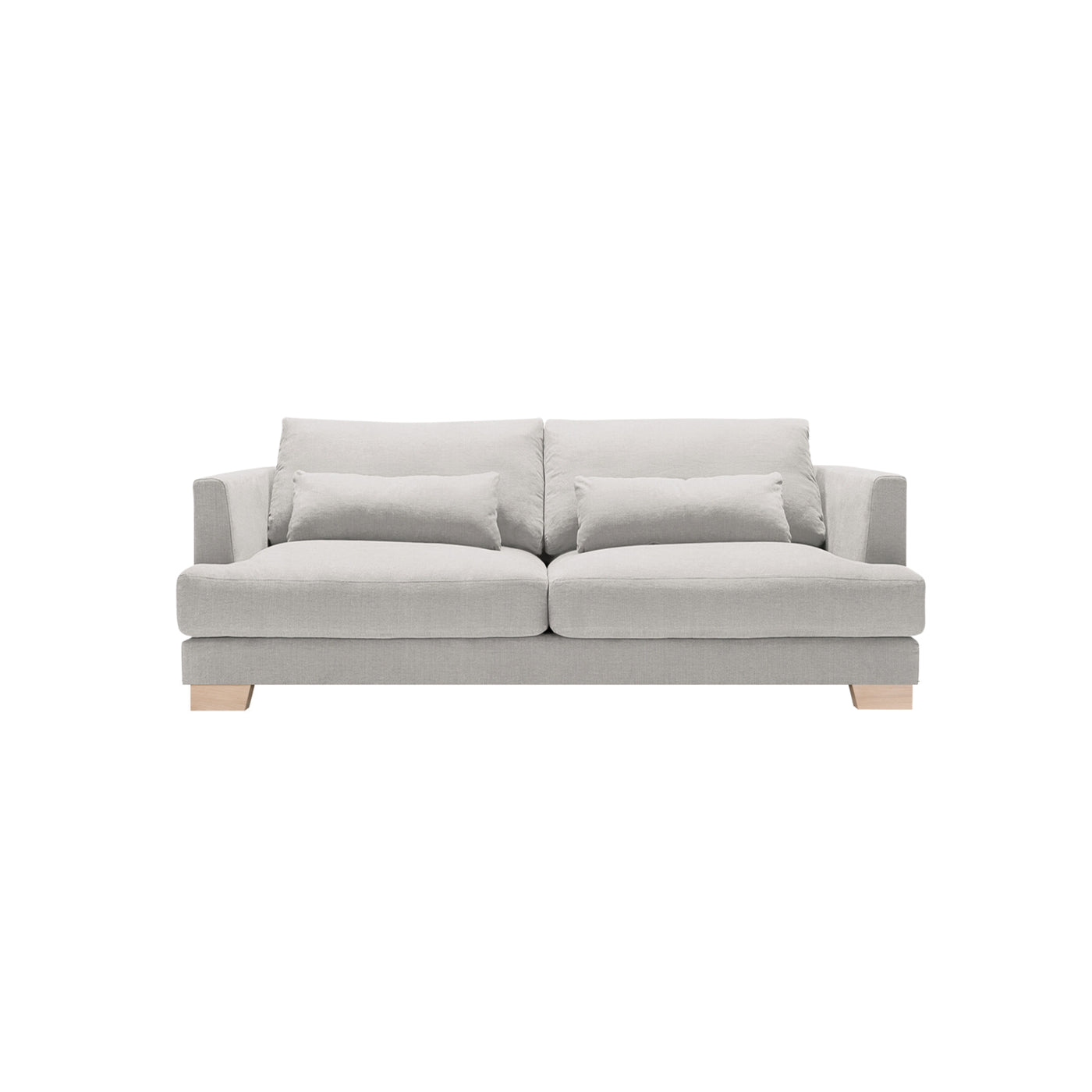 someday designs toft 2 seater sofa in pure 03 light grey with oak legs. #colour_pure-03-light-grey