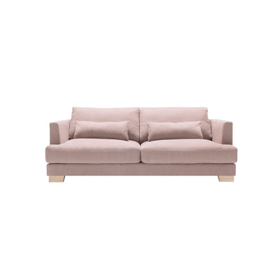someday designs toft 2 seater sofa in pure 04 nude pink oak legs. #colour_pure-04-nude-pink