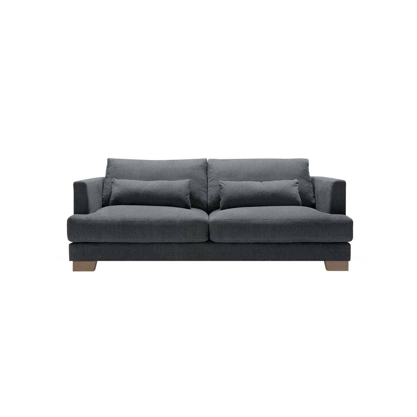 someday designs toft 2 seater sofa in pure 02 grey walnut legs. #colour_pure-02-grey