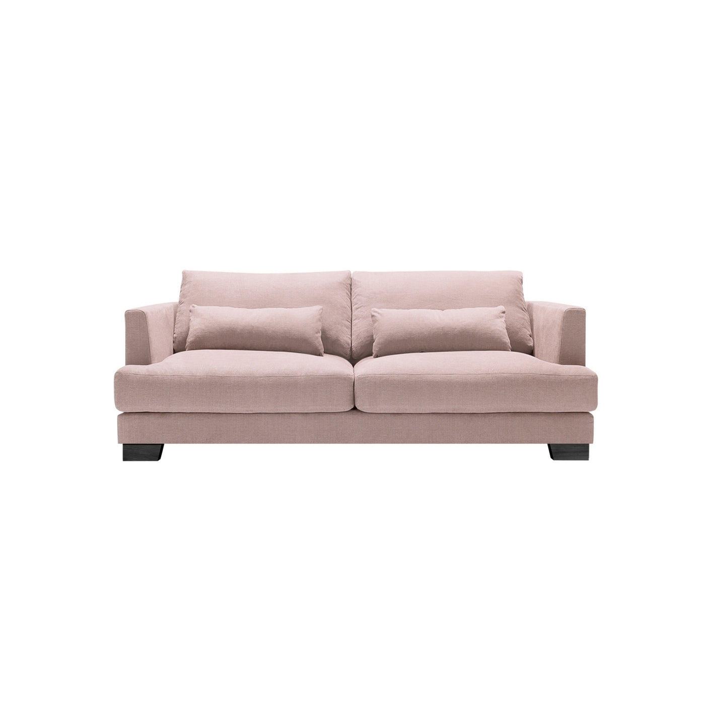 someday designs toft 2 seater sofa in pure 04 nude pink black legs. #colour_pure-04-nude-pink