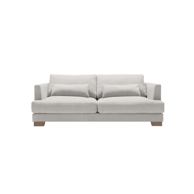 someday designs toft 2 seater sofa in pure 03 light grey with walnut legs. #colour_pure-03-light-grey